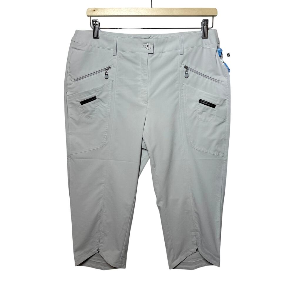 Jamie Sadock Womens Airwear Hybrid Pedal Pushed Golf Capri Pants Light Gray Sz 8